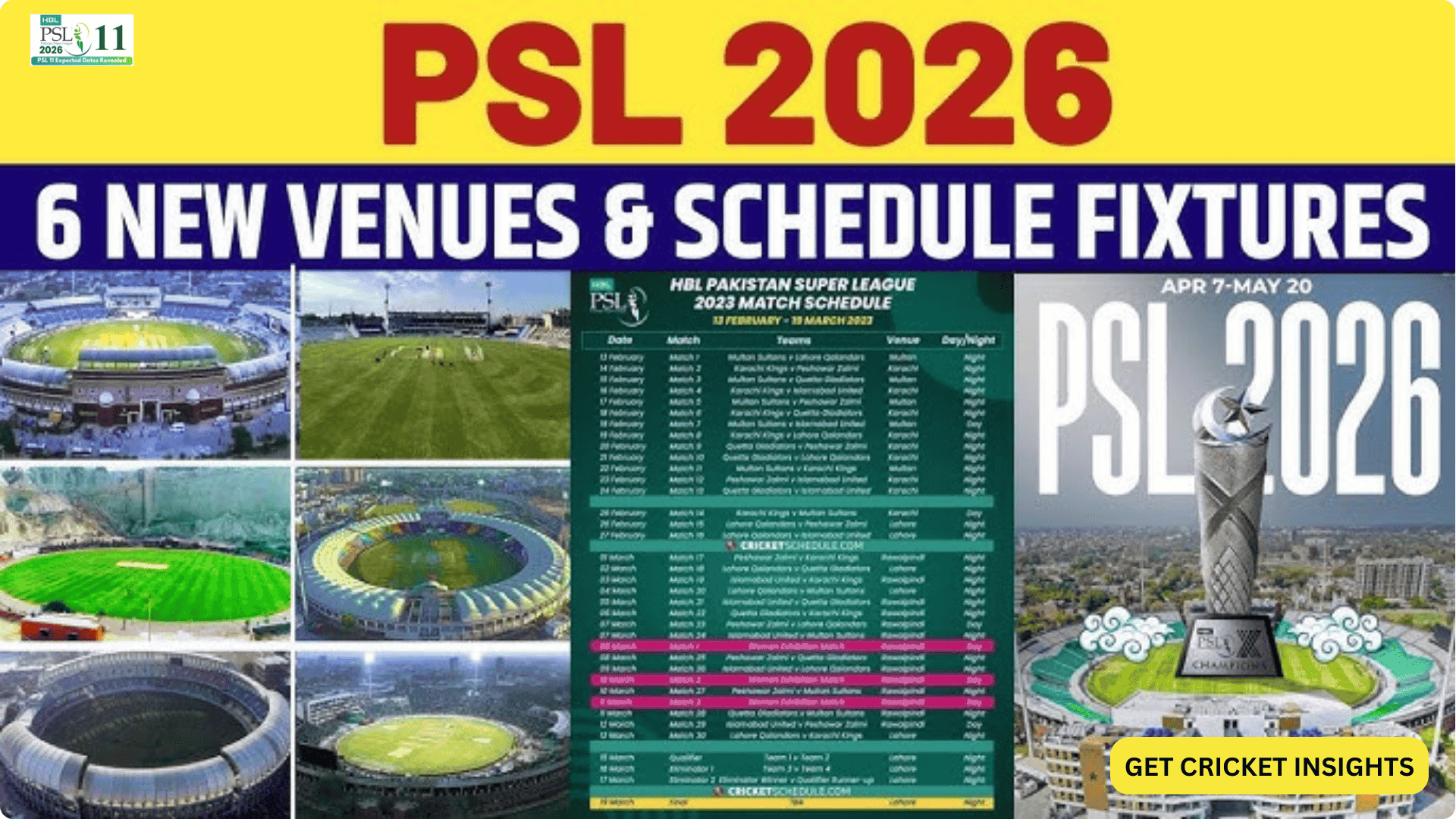 PSL 11 schedule 2026