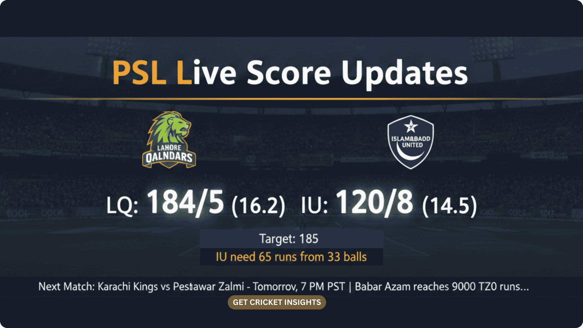 PSL Live Score Updates